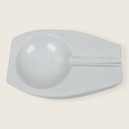 Curved Marble Ash Tray - White