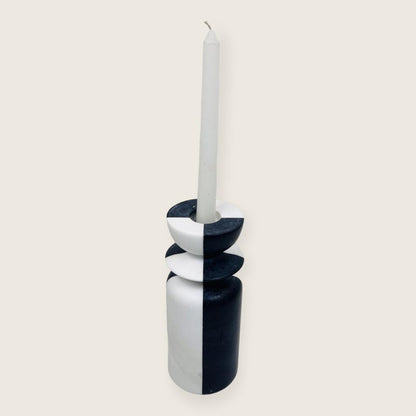 Collared Candle Stand - Black & White