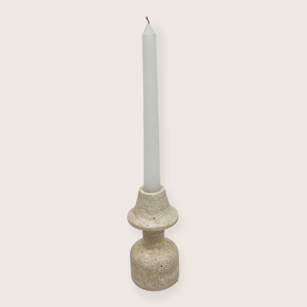 Cone Head Dumbbell Bottom Travertine Candle Stand