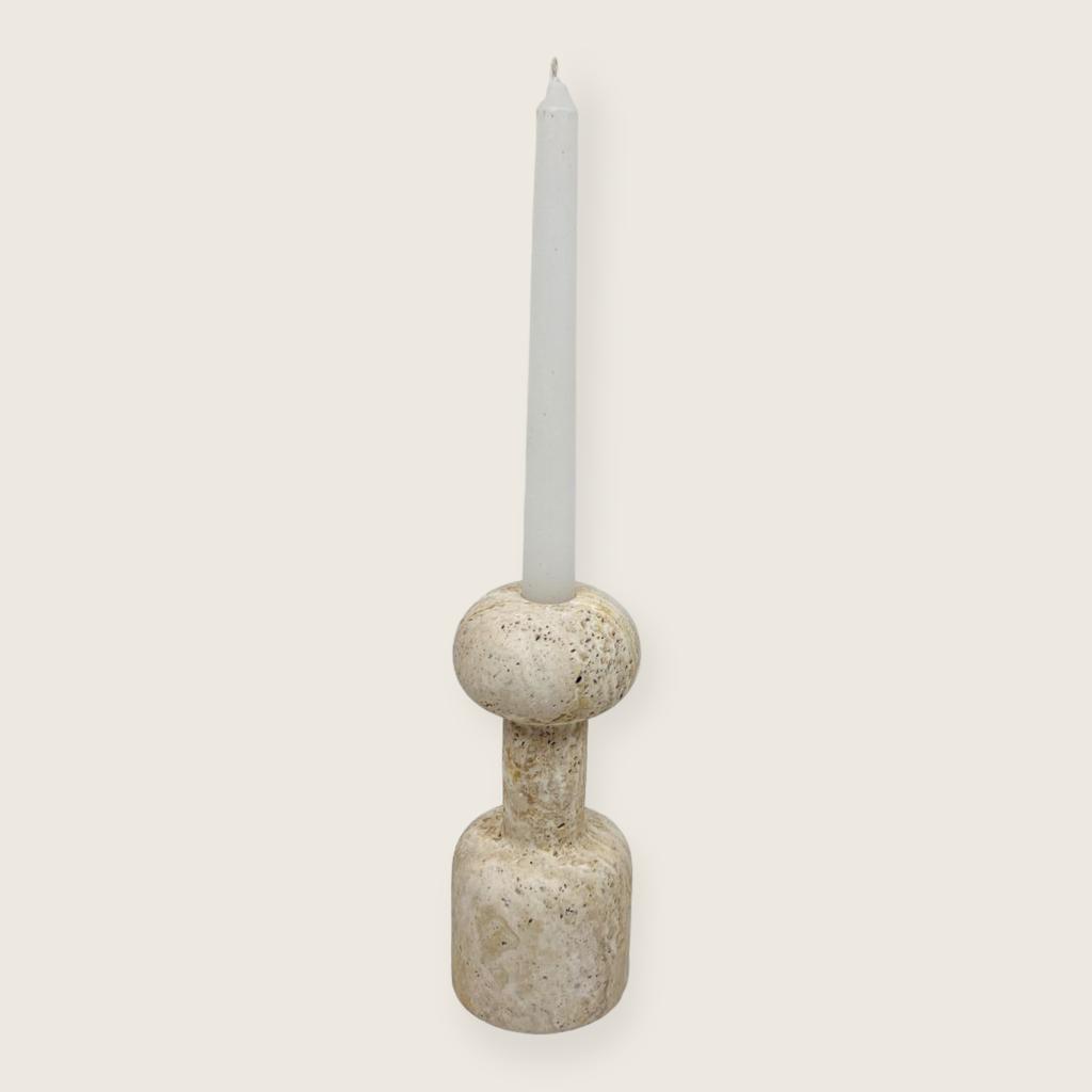 Dumbbell Travertine Candle Stand