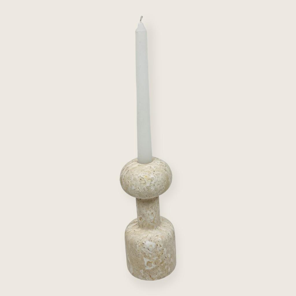 Dumbbell Travertine Candle Stand