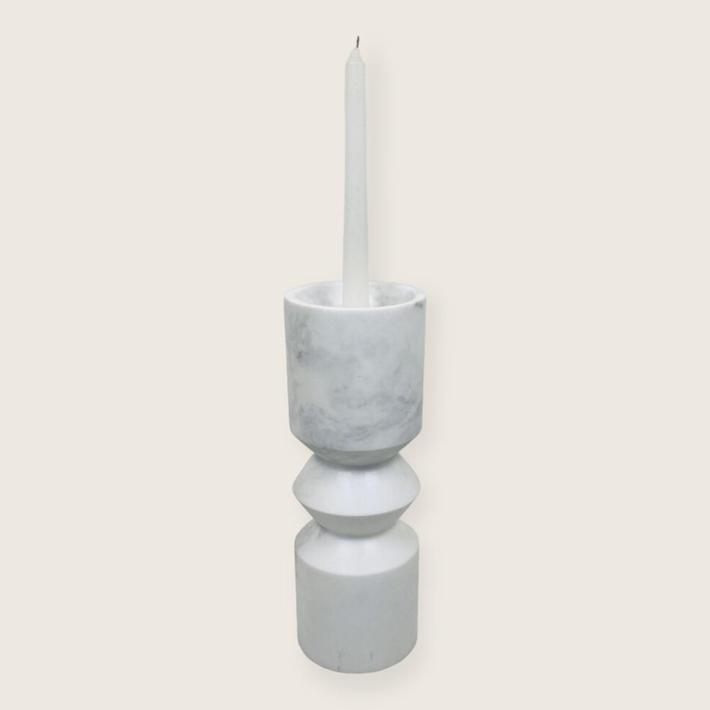 Bulged Disc Candle Stand - White