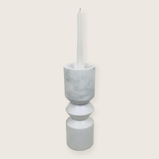 Bulged Disc Candle Stand - White