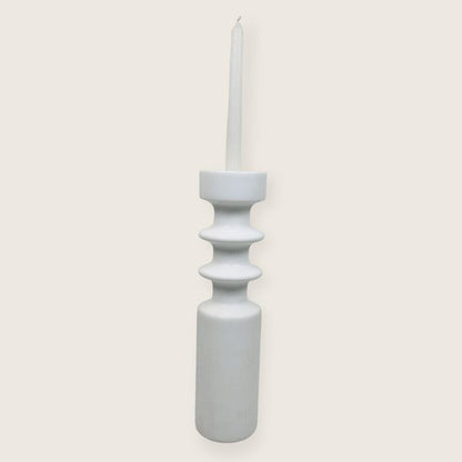 Dual Ringed Candle Stand - White