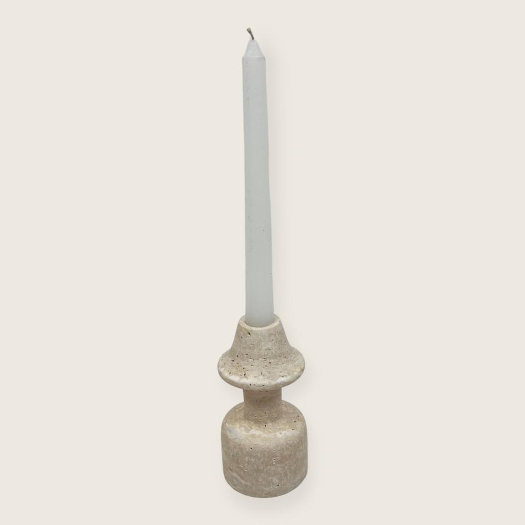 Mushroom Candle Stand - Travertine