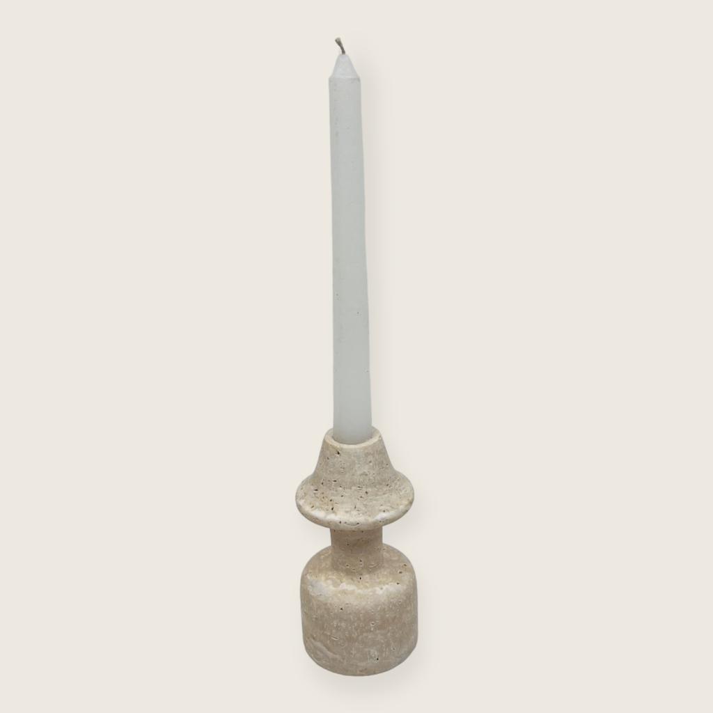 Cone Head Dumbbell Bottom Travertine Candle Stand