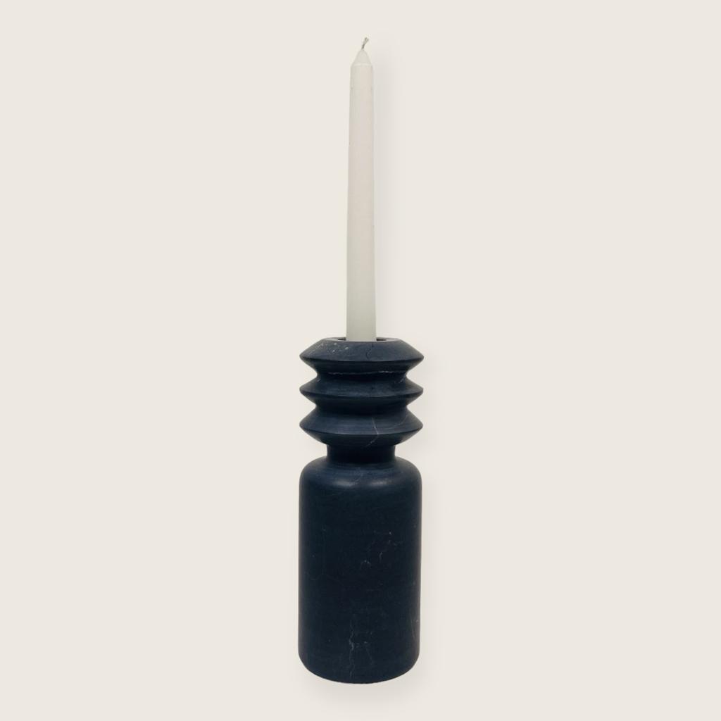 Triple Disc Black Marble Candle Stand