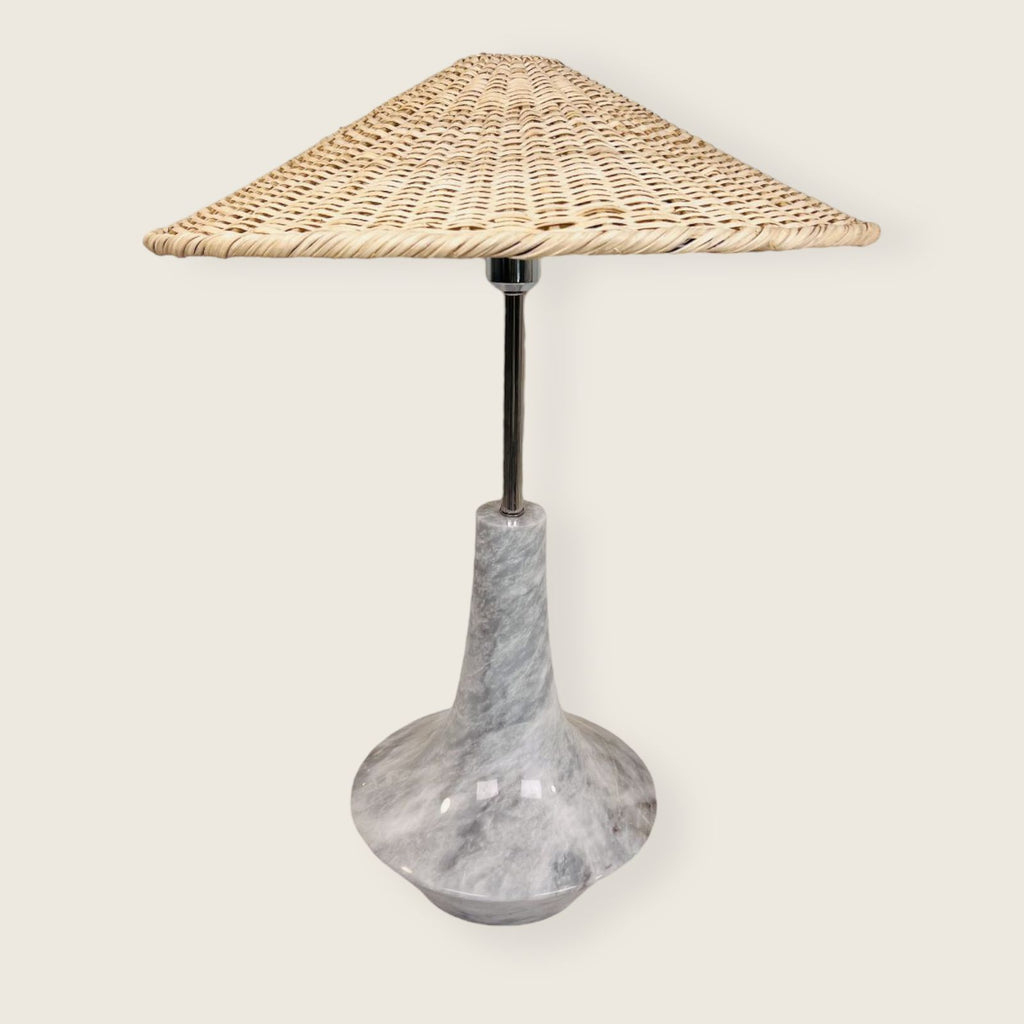 Bulged Saucer Grey Table Lamp