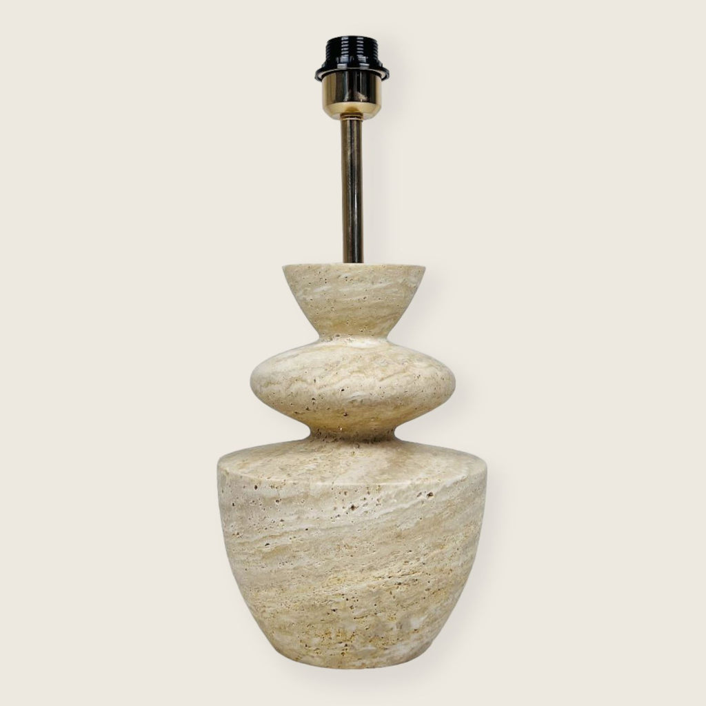 Pot Bottom Travertine Table Lamp