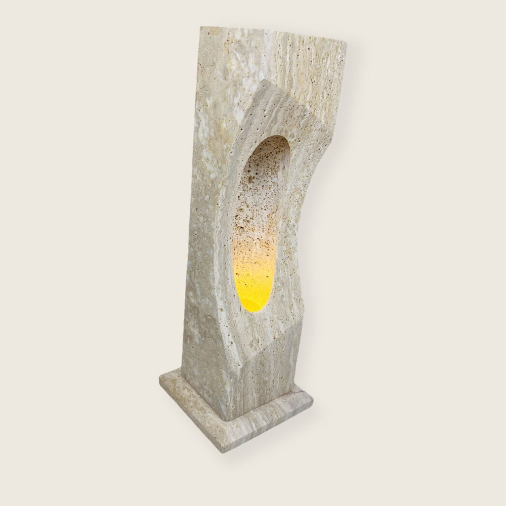 Irregular Crescent Stone Floor Lamp