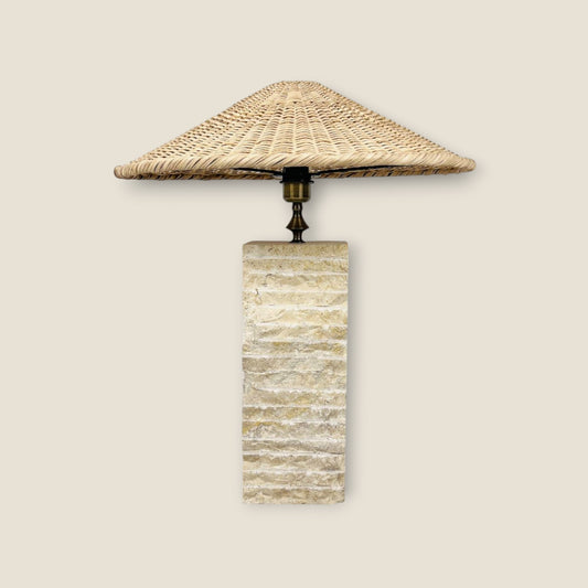 Split-Face Lamp - Travertine