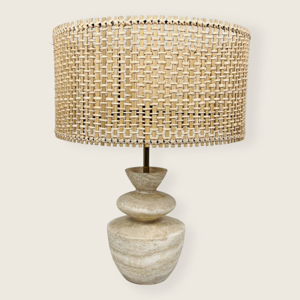 Pot Bottom Travertine Table Lamp