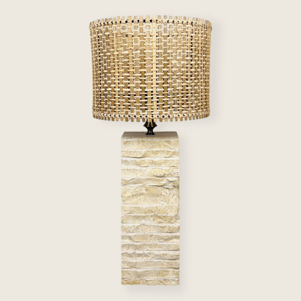 Chiseled Travertine Table Lamp