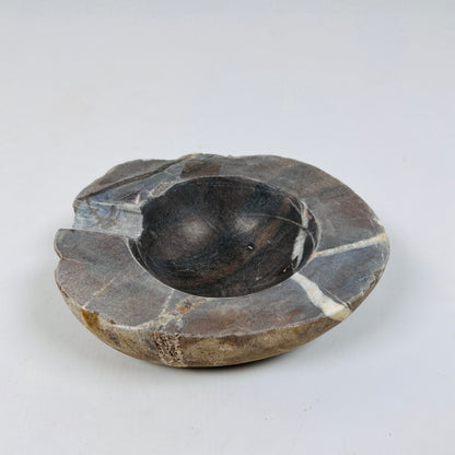 Dark Brown Lined Ash Tray - River Stone