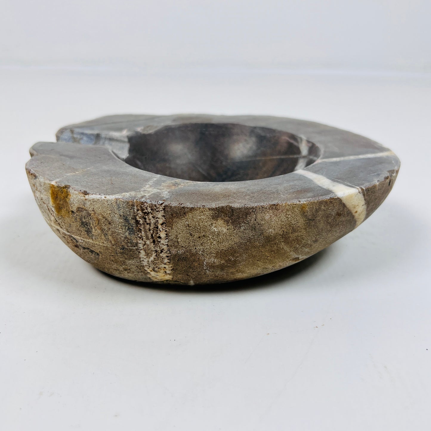 Dark Brown Lined Ash Tray - River Stone
