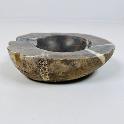 Dark Brown Lined Ash Tray - River Stone