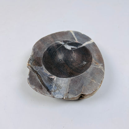 Dark Brown Lined Ash Tray - River Stone