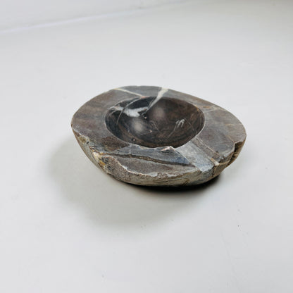 Dark Brown Lined Ash Tray - River Stone