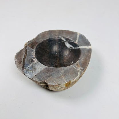 Dark Brown Lined Ash Tray - River Stone