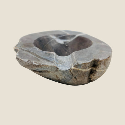 Dark Brown Lined Ash Tray - River Stone