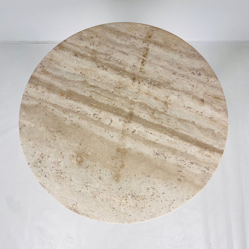 Three- Legged Travertine Side Table