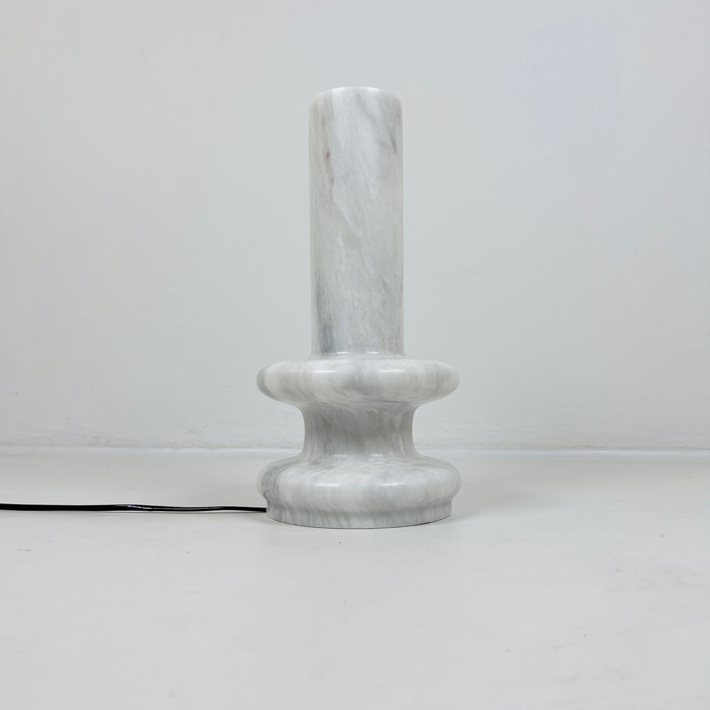 Double Ringed Bottom Grey Marble Table Lamp