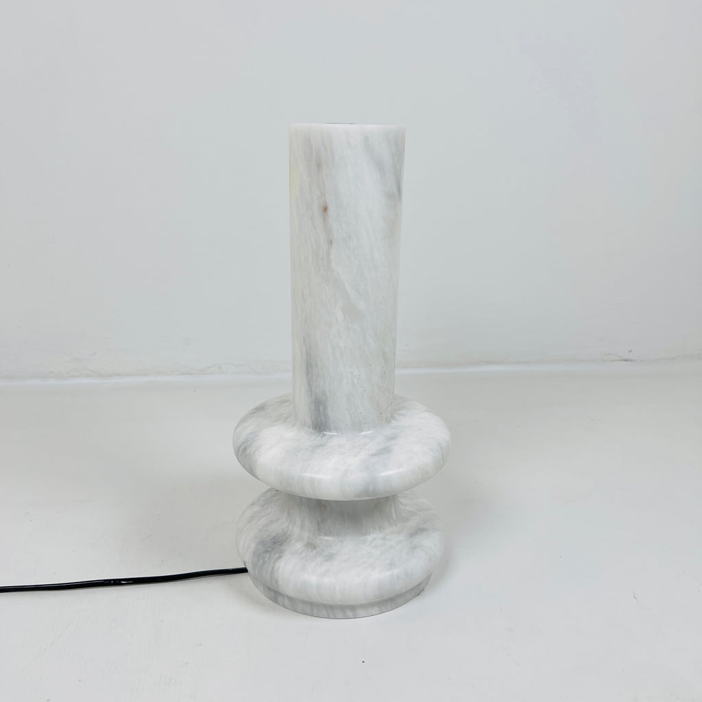 Double Ringed Bottom Grey Marble Table Lamp