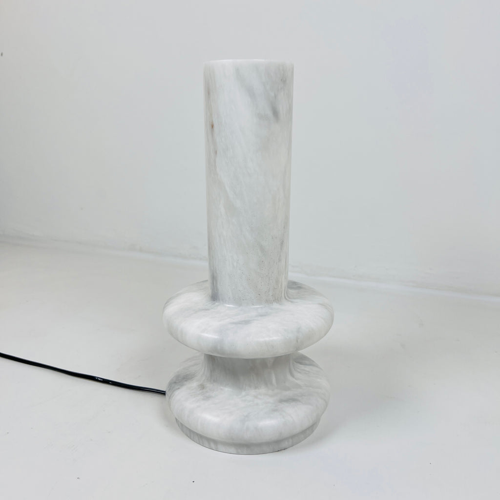 Double Ringed Bottom Grey Marble Table Lamp