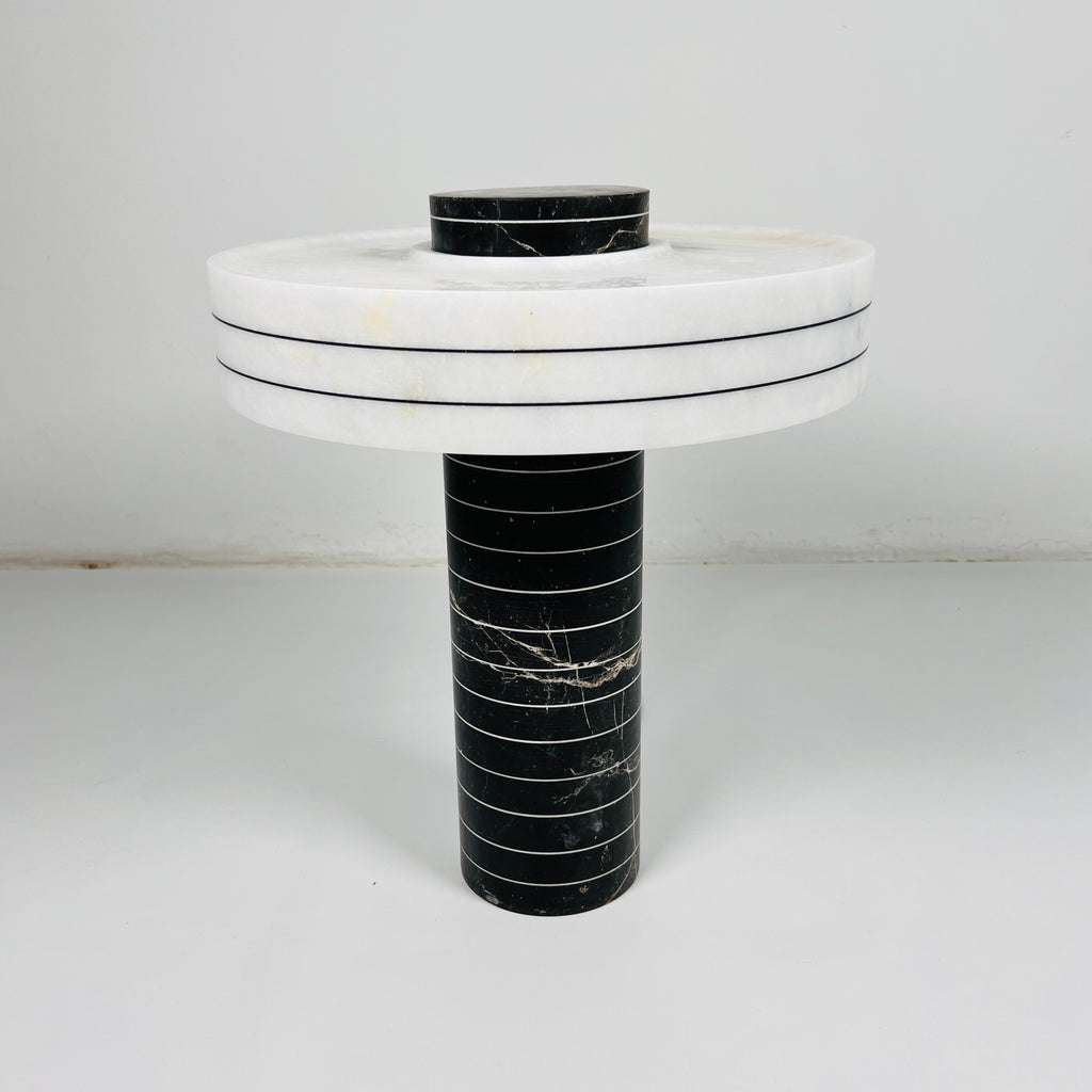 Black and White Pinstripe Table Lamp