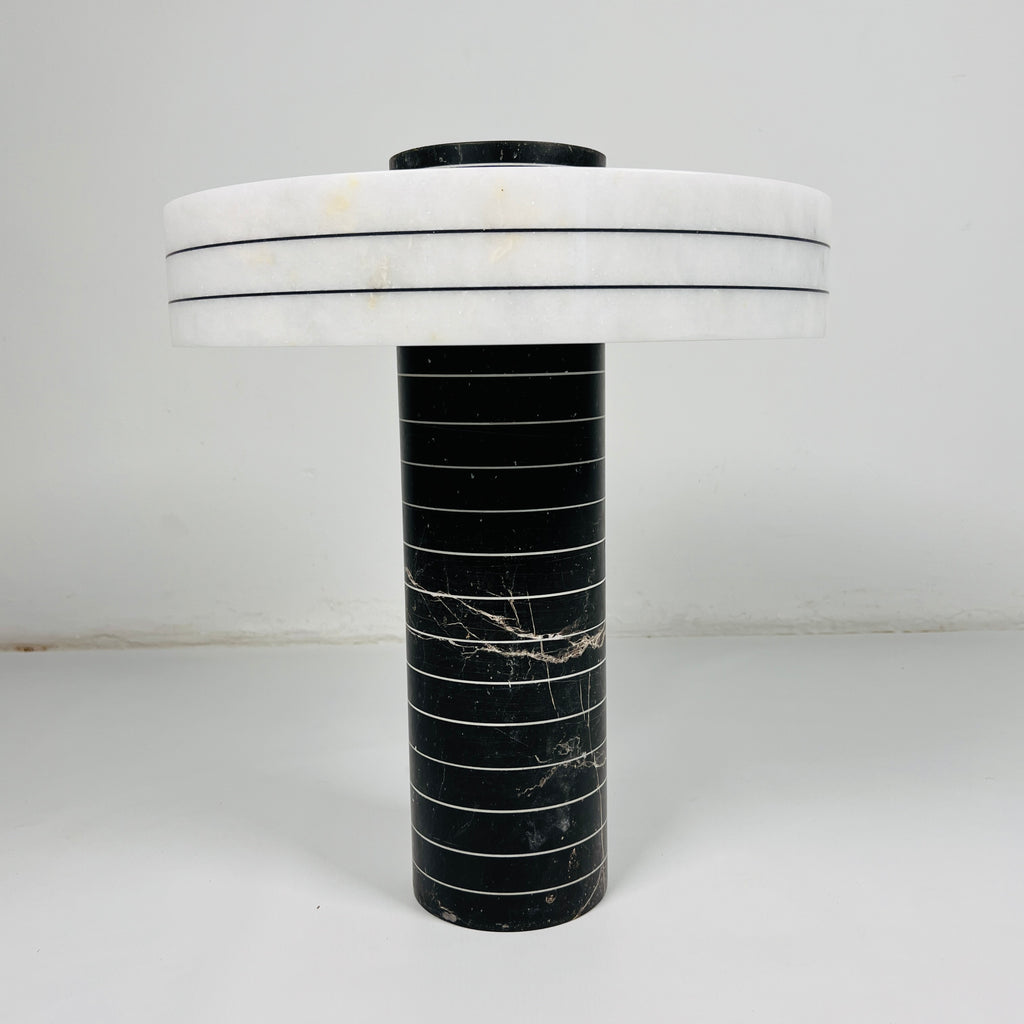 Black and White Pinstripe Table Lamp