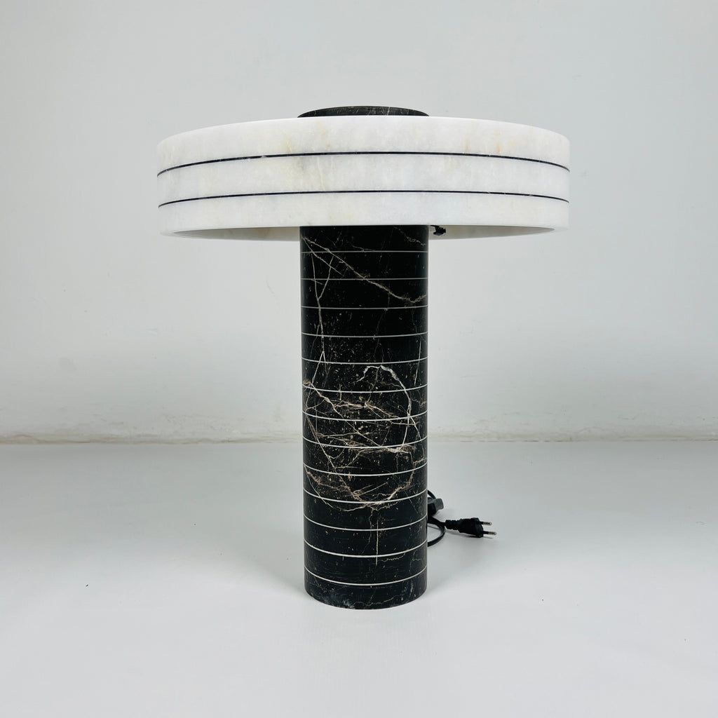 Black and White Pinstripe Table Lamp