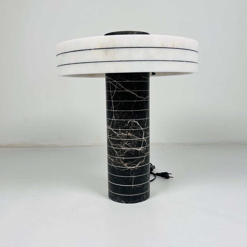 Black and White Pinstripe Table Lamp