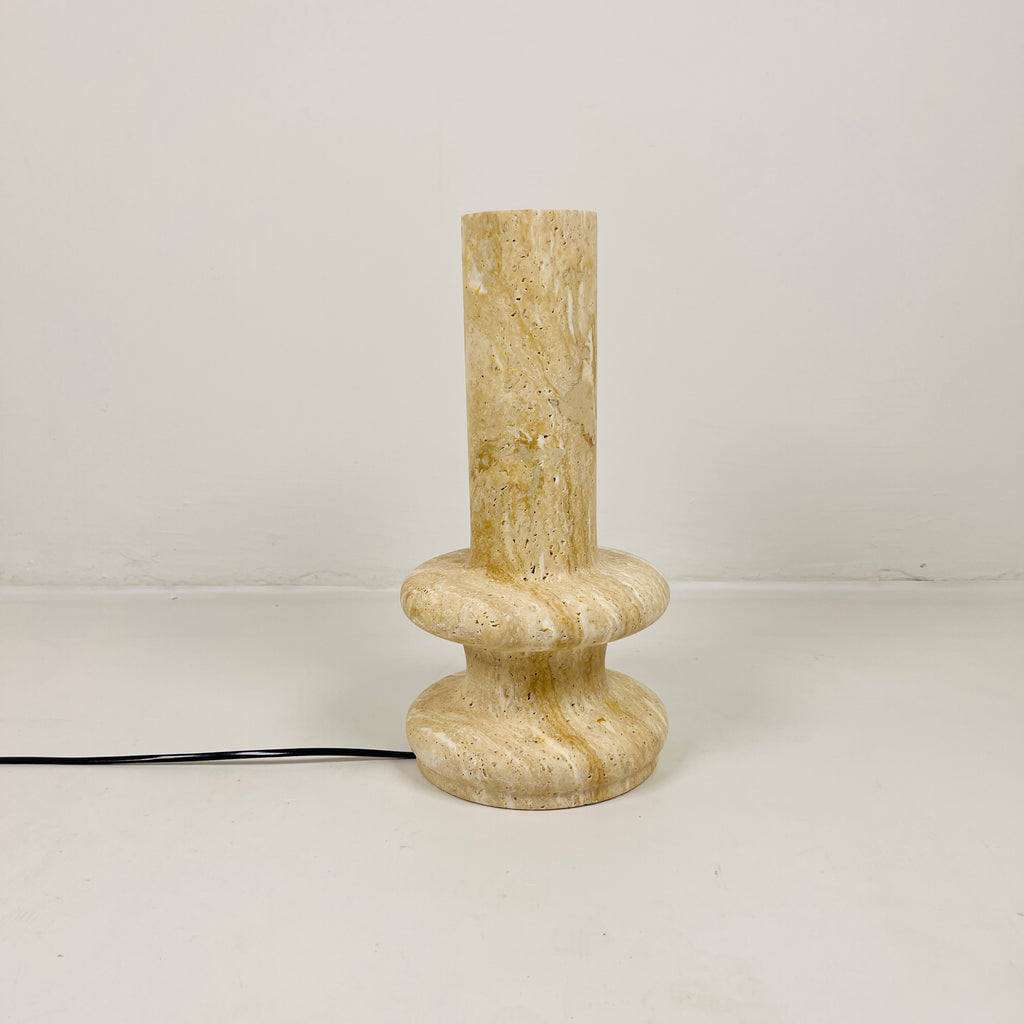 Double Ringed Bottom Travertine Table Lamp