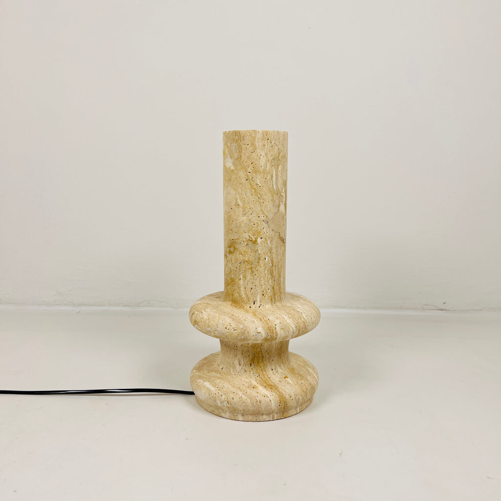 Double Ringed Bottom Travertine Table Lamp