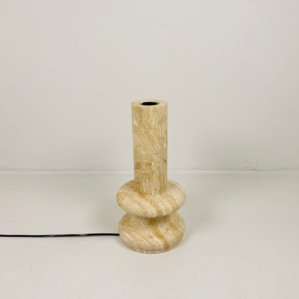 Double Ringed Bottom Travertine Table Lamp