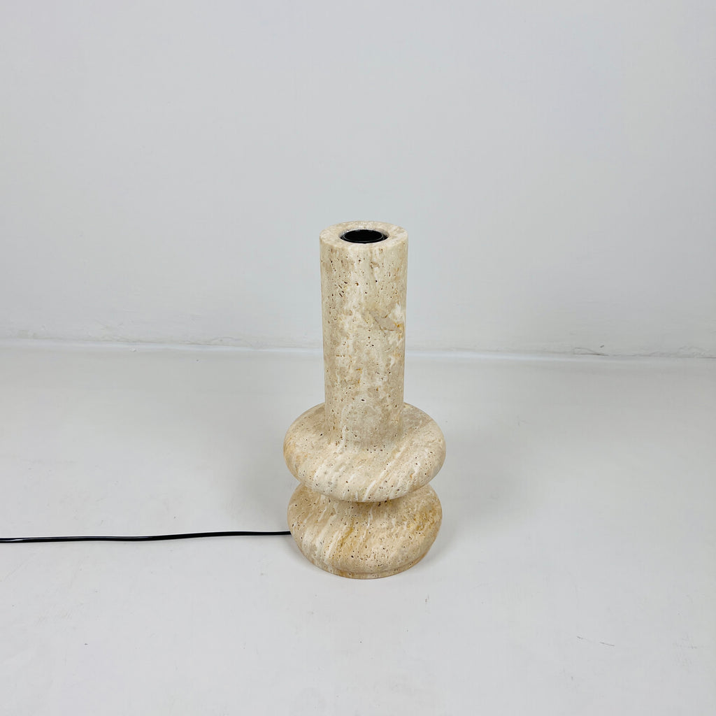 Double Ringed Bottom Travertine Table Lamp