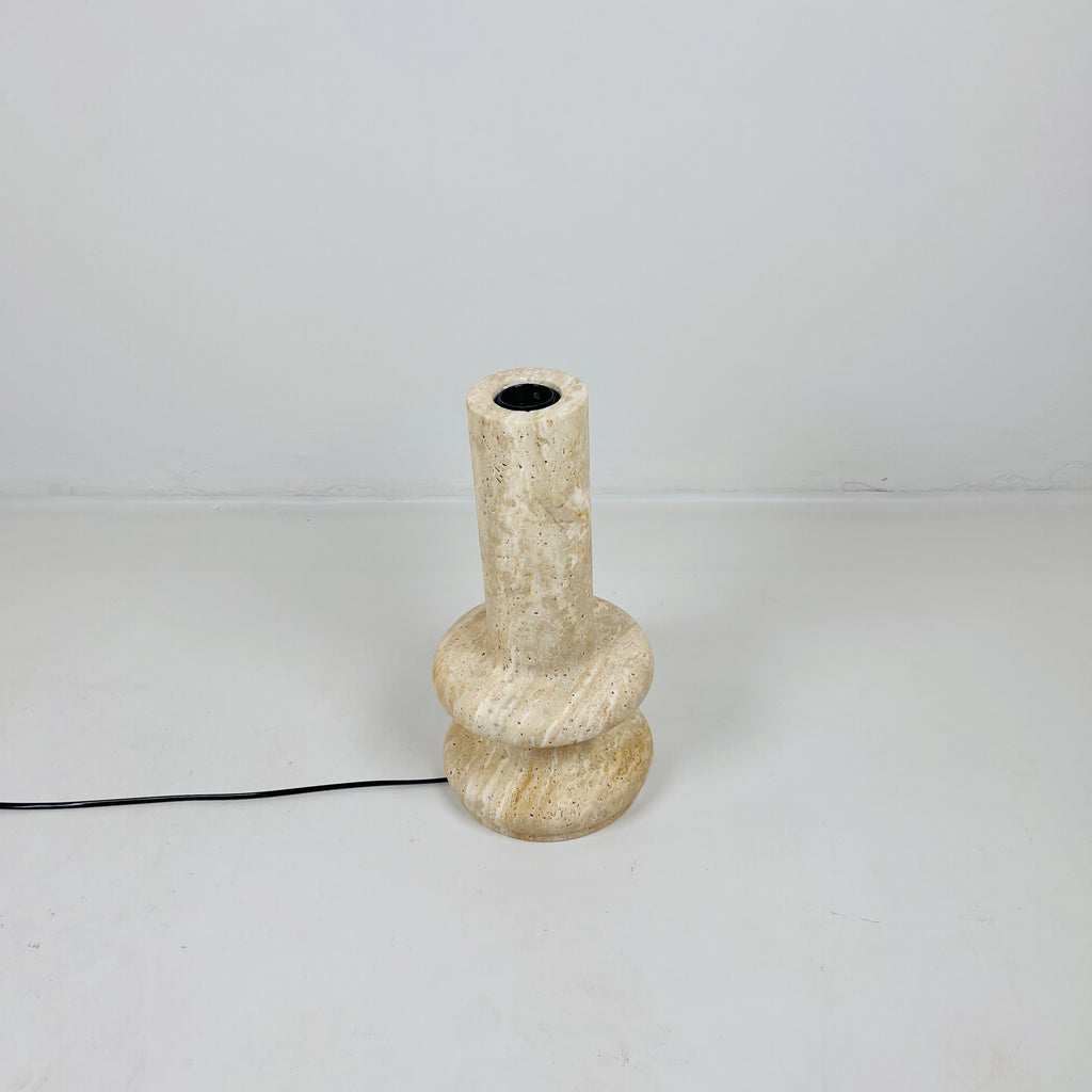 Double Ringed Bottom Travertine Table Lamp