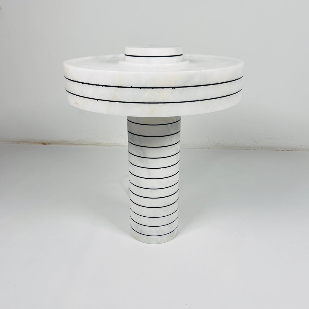 Ivory Pinstripe Table Lamp