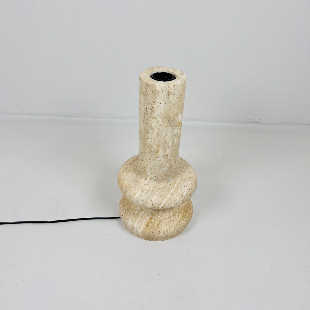 Double Ringed Bottom Travertine Table Lamp