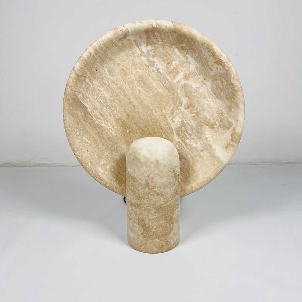 Glow Disc Travertine Table Lamp