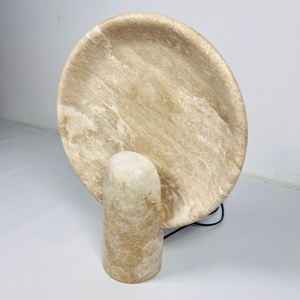 Glow Disc Travertine Table Lamp