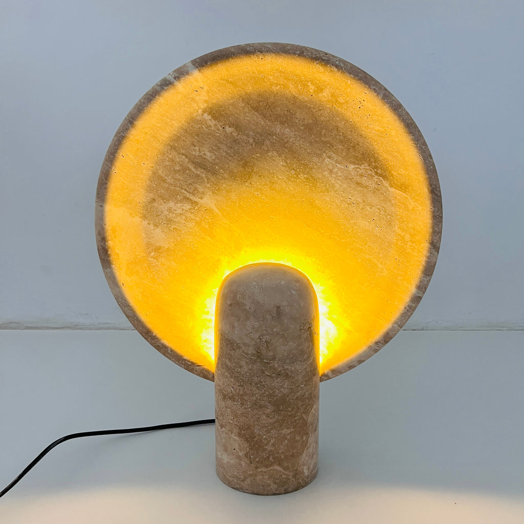 Glow Disc Travertine Table Lamp