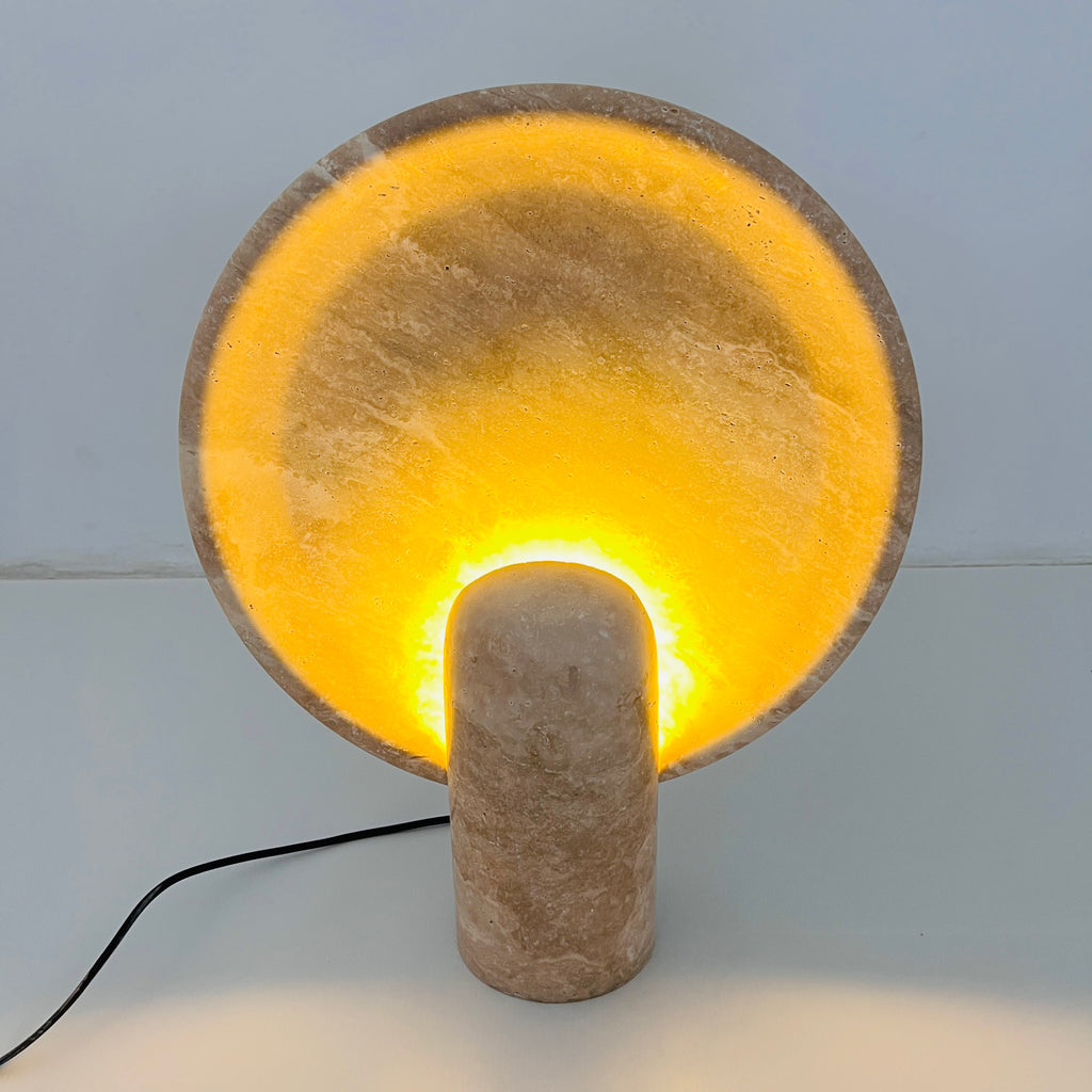 Glow Disc Travertine Table Lamp