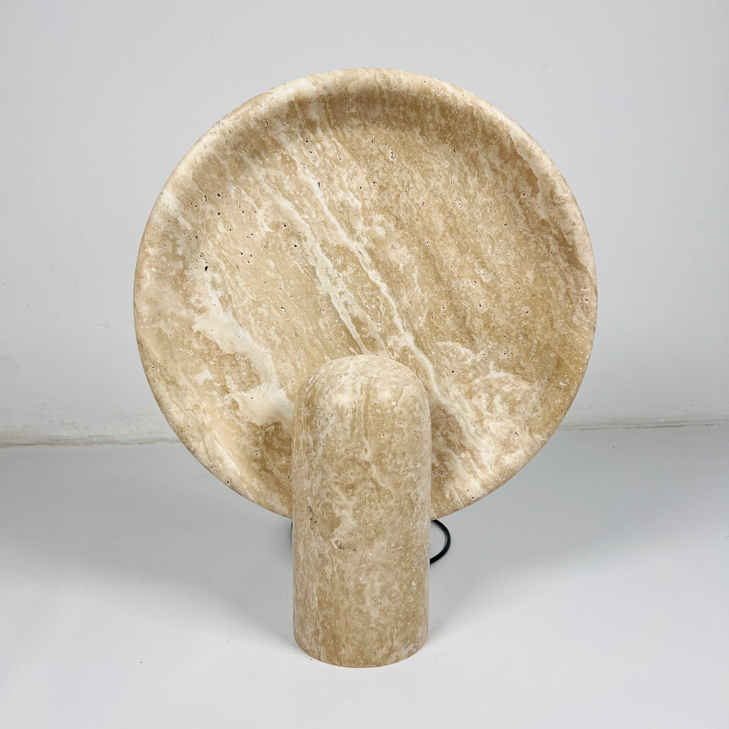 Glow Disc Travertine Table Lamp