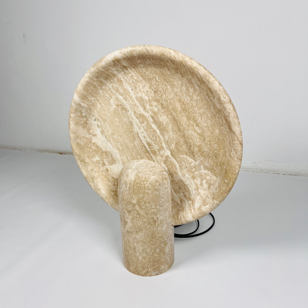 Glow Disc Travertine Table Lamp