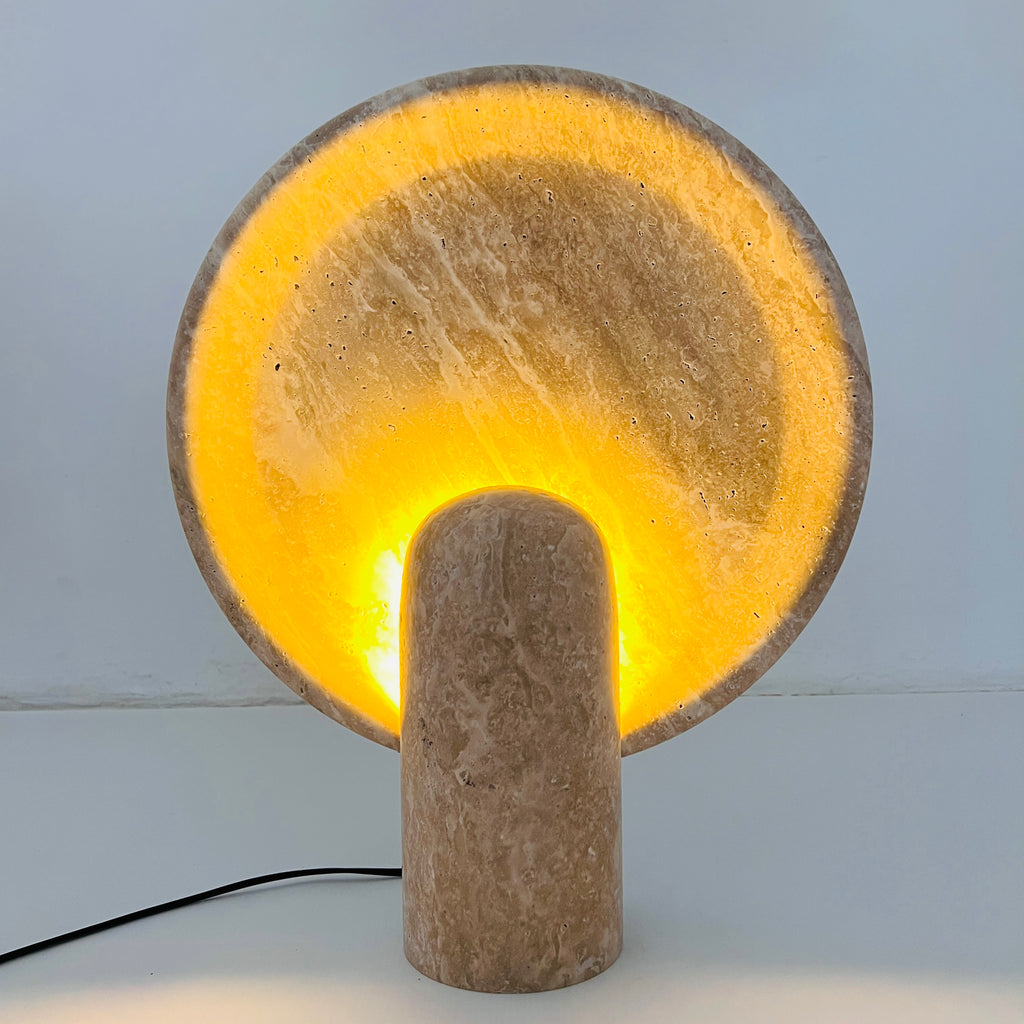 Glow Disc Travertine Table Lamp