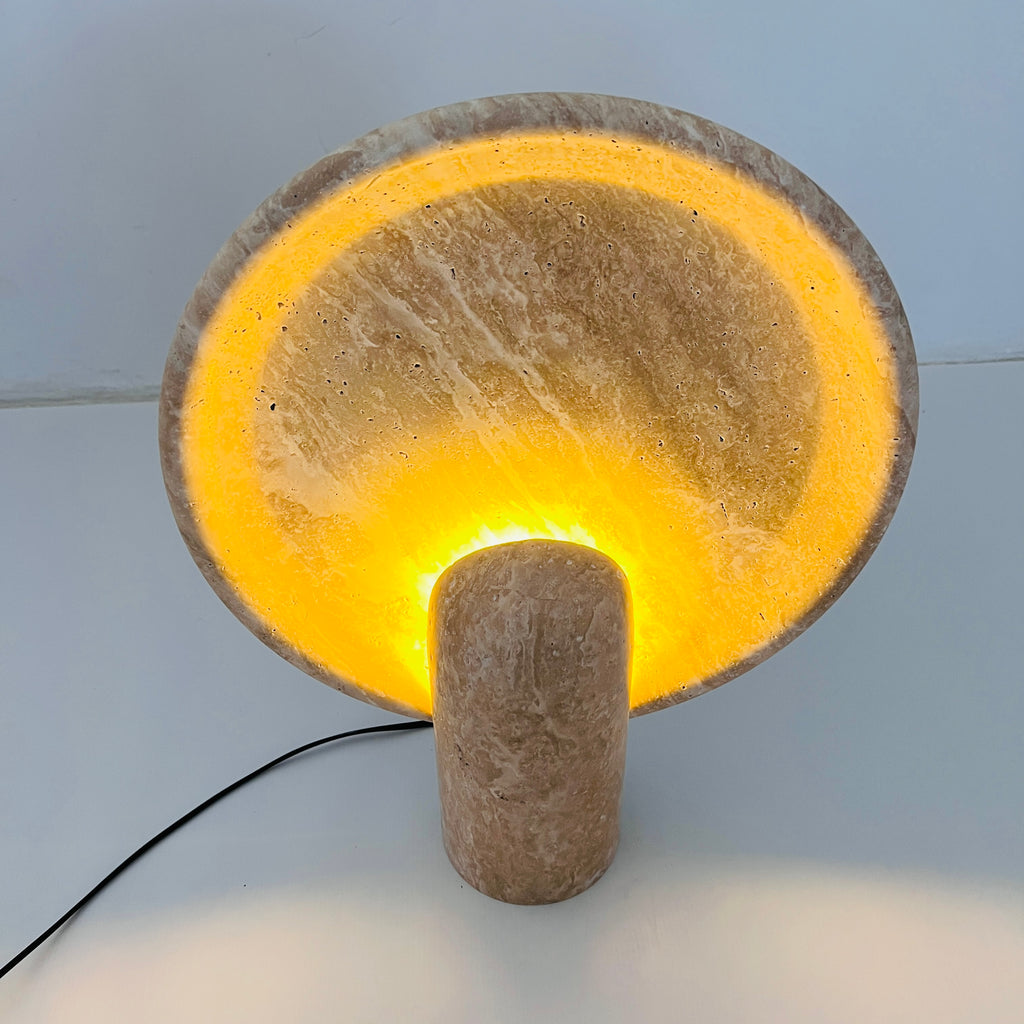 Glow Disc Travertine Table Lamp