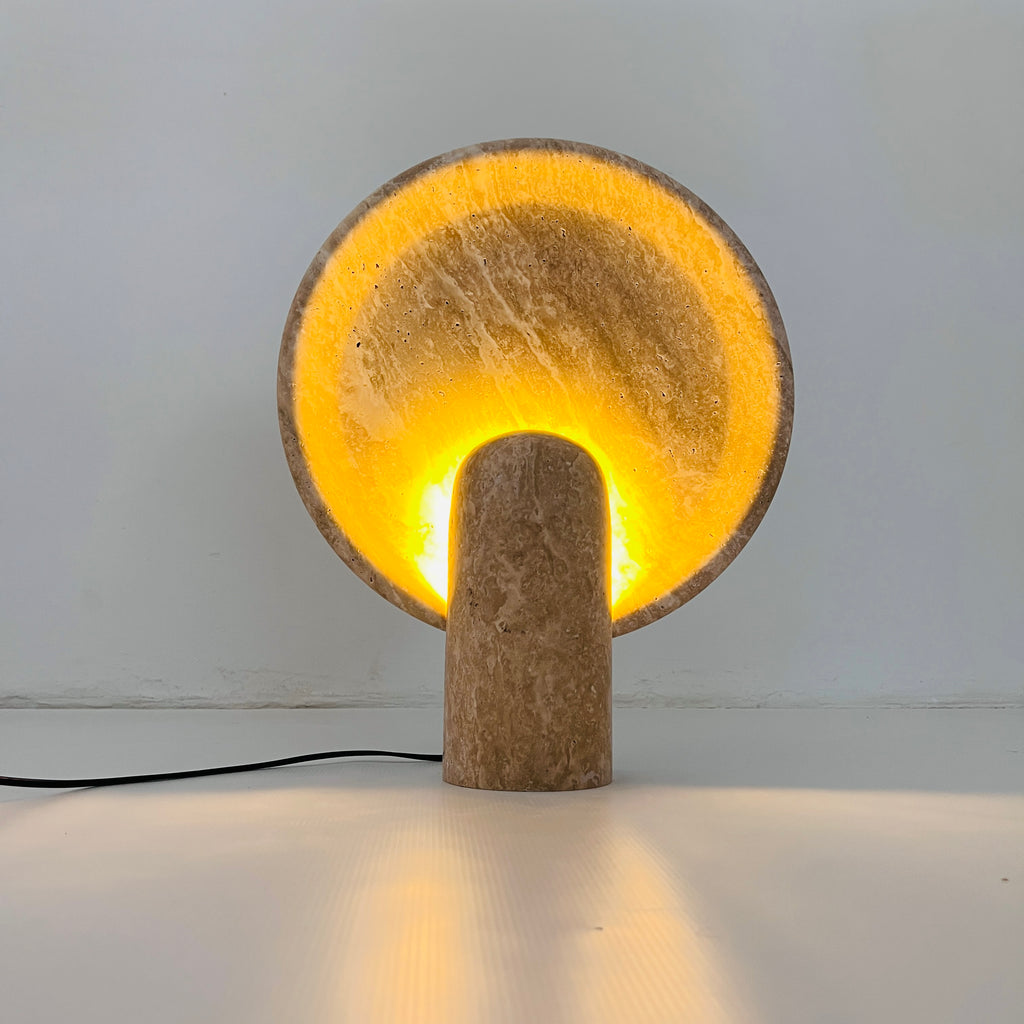 Glow Disc Travertine Table Lamp