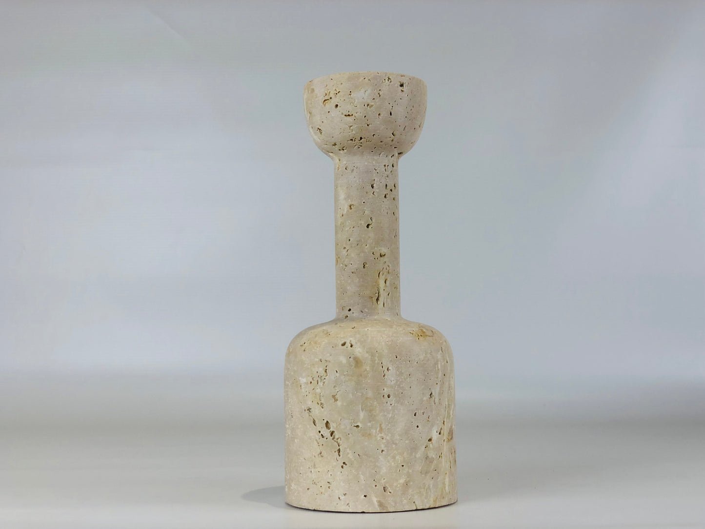 Stemmed Cup Candle Stand - Travertine