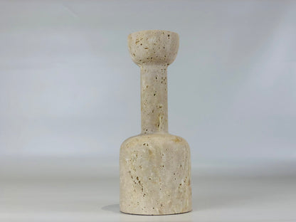 Stemmed Cup Candle Stand - Travertine